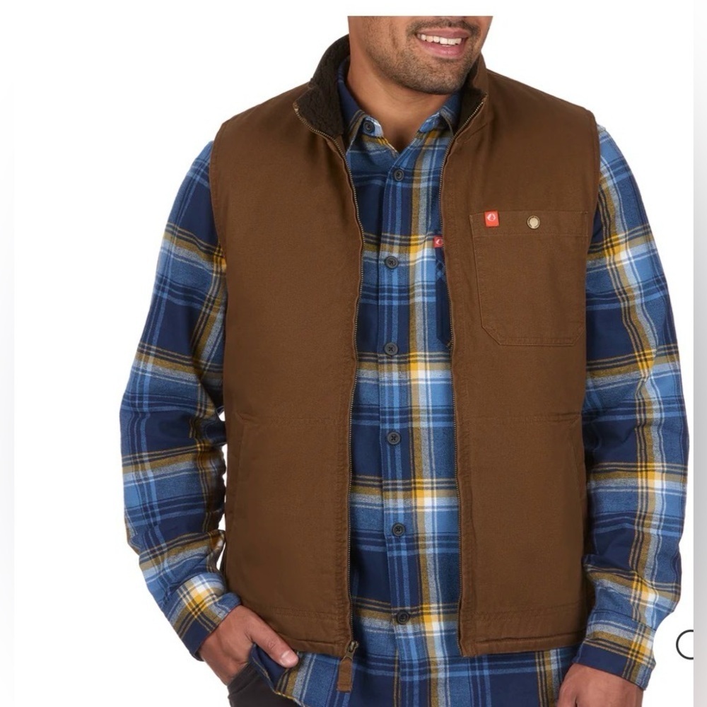 The American Outdoorsmann Solid Sherpa Lined Twill Vest, Copper, Size XXL